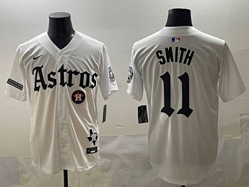 Men 2025 Houston Astros #11 Smith White Five generations Joint Name Nike MLB Jersey style 50